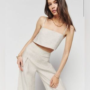 Reformation Cleo Cropped Linen Top